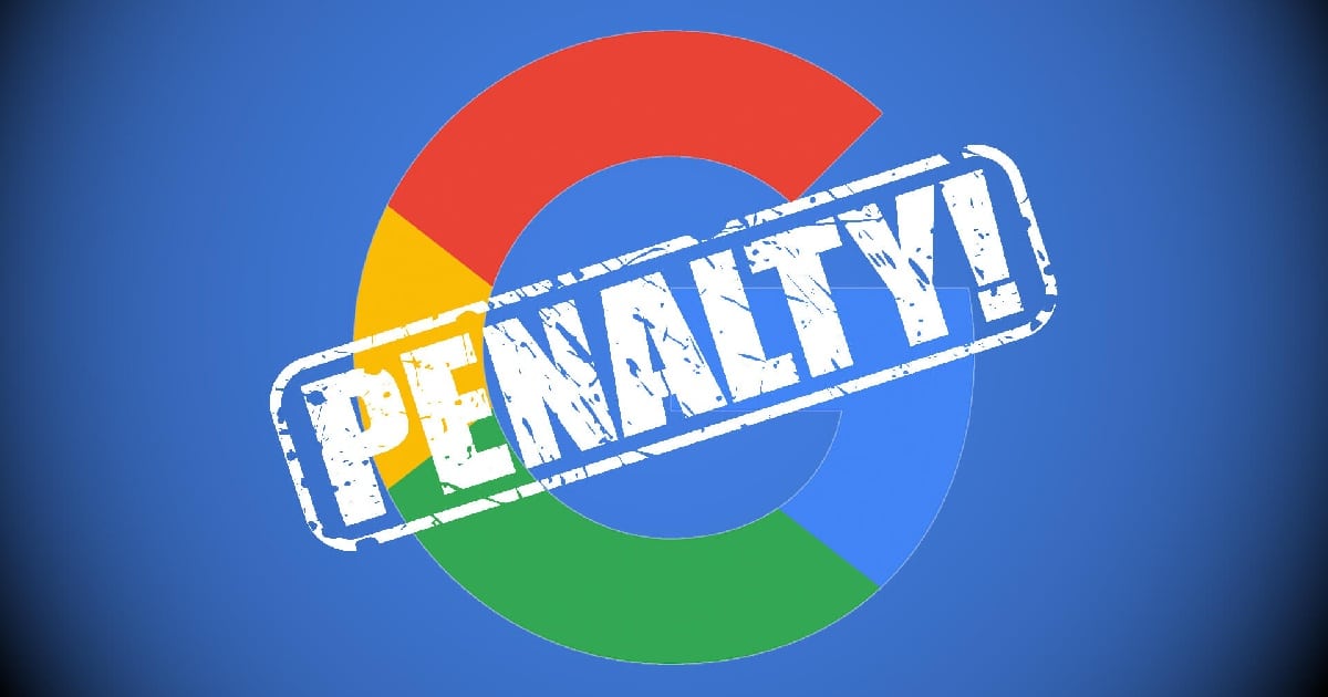 Illustration of a website being hit by Google penalties because of manipulative link building practices such as buying links